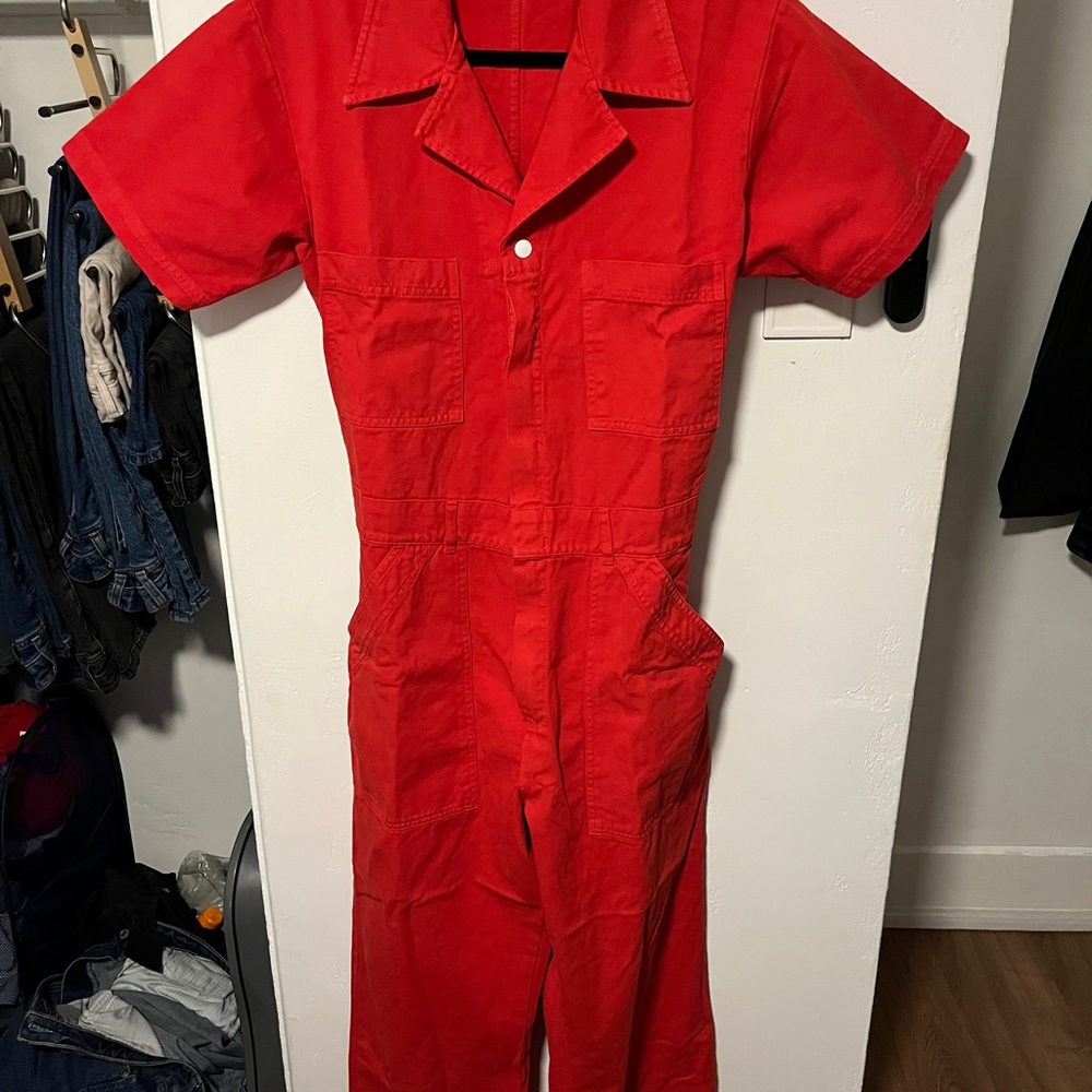 Big Bud Press Mustang Red Short-Sleeve Jumpsuit